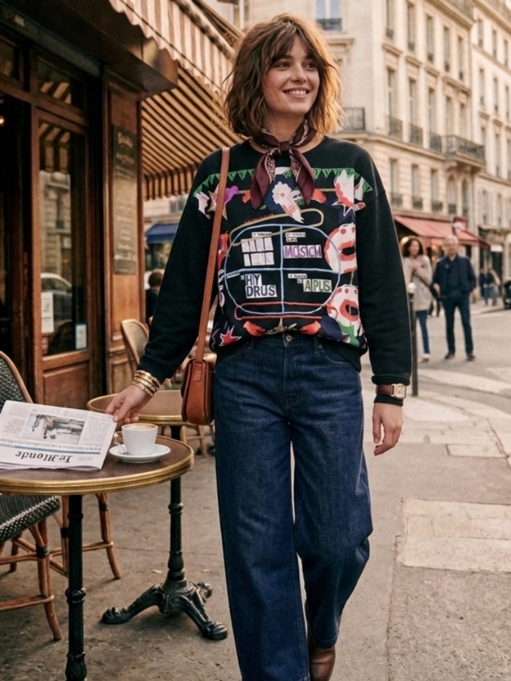 Scotch & Soda Black Colorful La Jardin d’ Apus Crewneck Sweatshirt Pullover